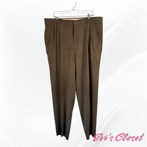 Joseph & Feiss Pants Mens Size 40 Brown Silk Pleated Front Pant Trouser